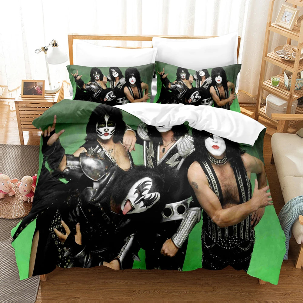 Parure de lit une place avec impression rock personnalisée