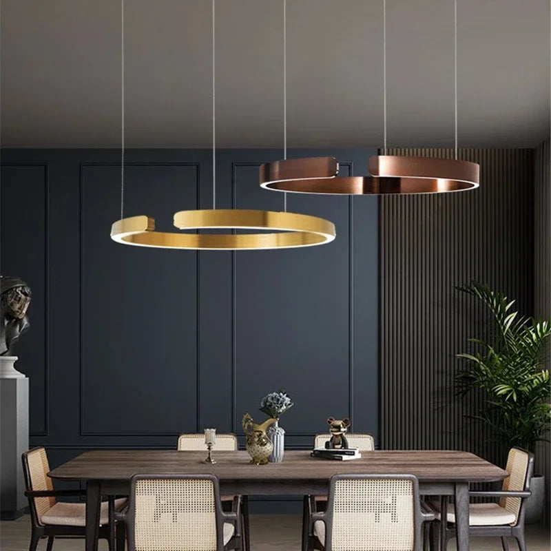 suspension circulaire or moderne acier inoxydable câbles suspendus lumière led haute qualité certification multiples