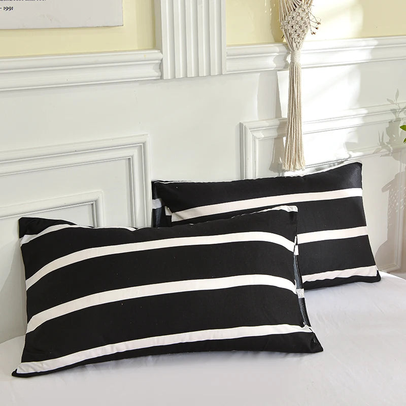 lot deux taies d'oreiller rectangulaires 48x74cm housse coussin décorative motif géométrique moderne
