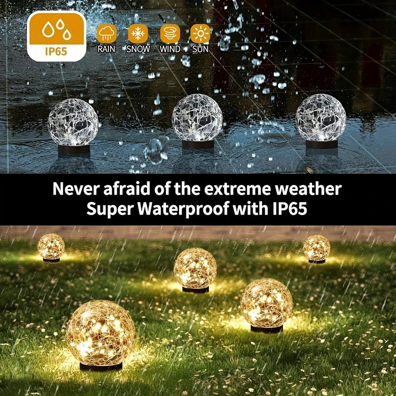 décoration extérieure boule lumineuse solaire ip65 20 led craquelée moderne minimaliste