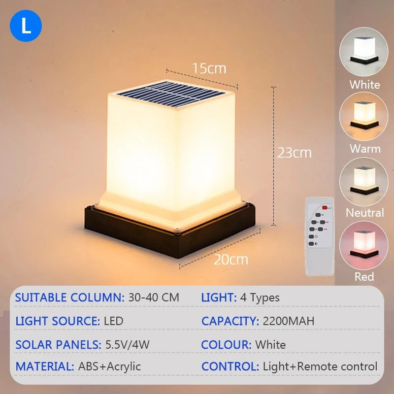 lampe solaire led moderne ip65 étanche télécommande noir blanc abs
