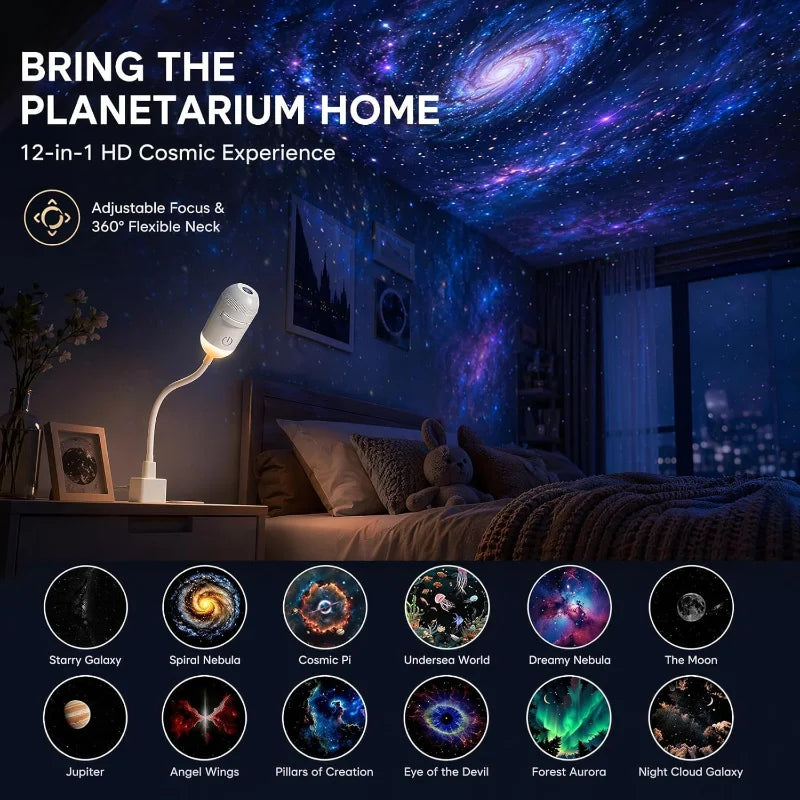 projecteur nuit blanc moderne tringle flexible interrupteur usb chambre coucher étoiles hd réglable fête