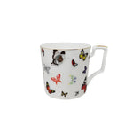 tasse assiette soucoupe motif papillons colorés os chinois élégante décoration thé blanc