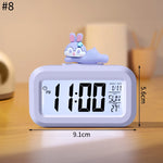 réveil horloge numérique led rose clair indicateur date température cochon figurine minimaliste