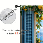 rideau moderne bleu citron feuilles paysage marin pièces polyester annelés