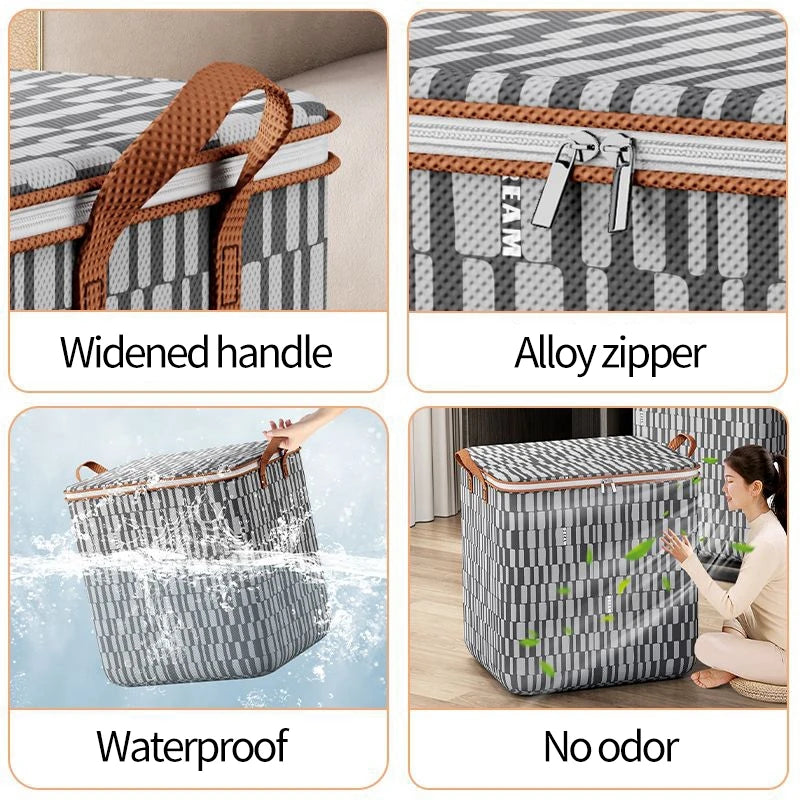 boîtes rangement réutilisables pliables carreaux gris blancs modernes poignées cuir coussin protection 120kg capacité