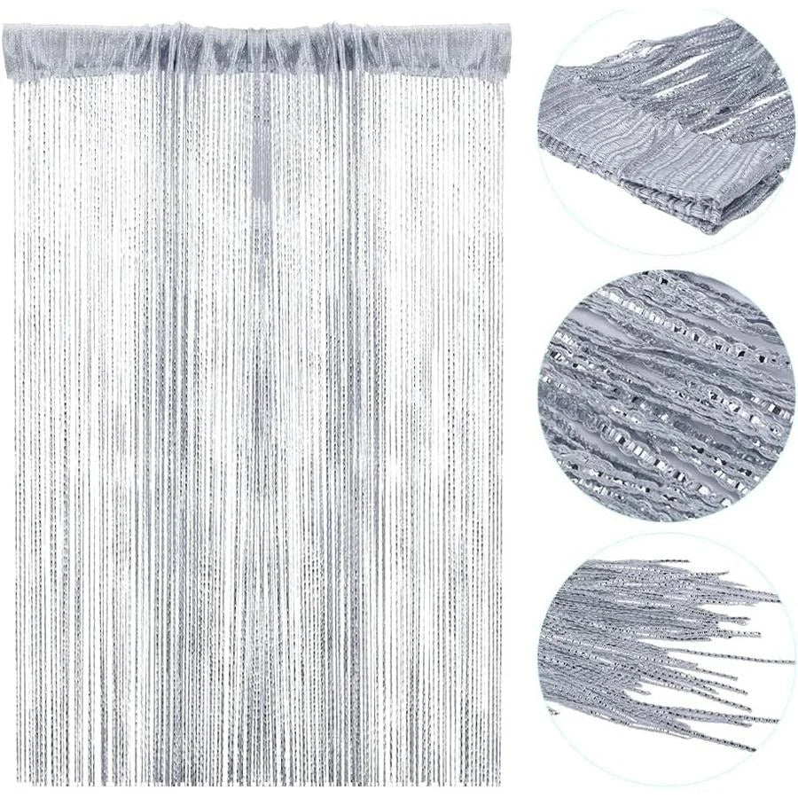 rideau doré strass argenté moderne élégant salon polyester 200x100cm
