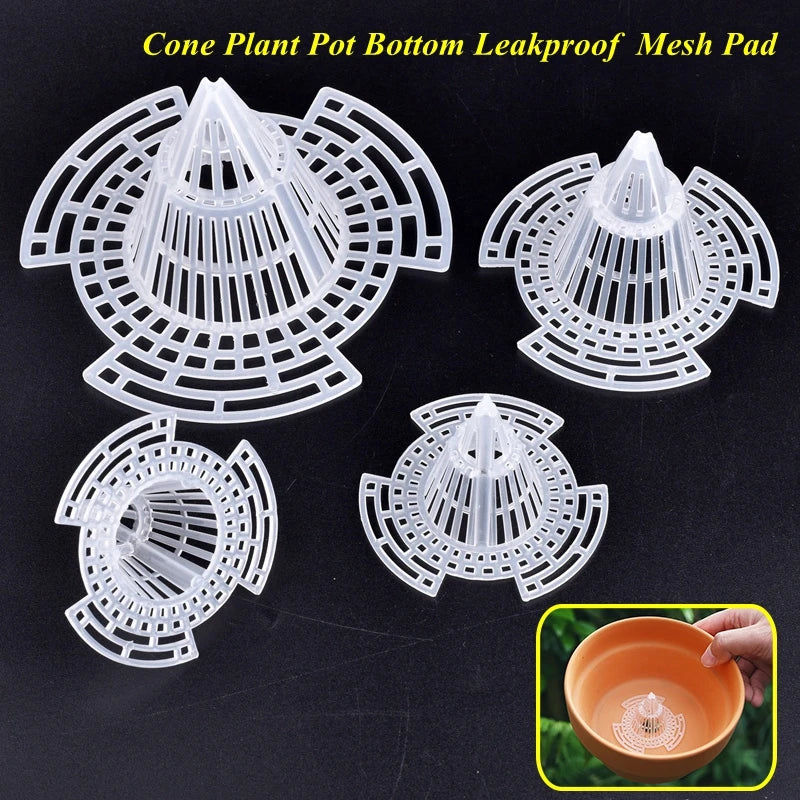 cache pot conique transparent moderne plateaux poterie ligne verticale polymère prévention perte sol plante
