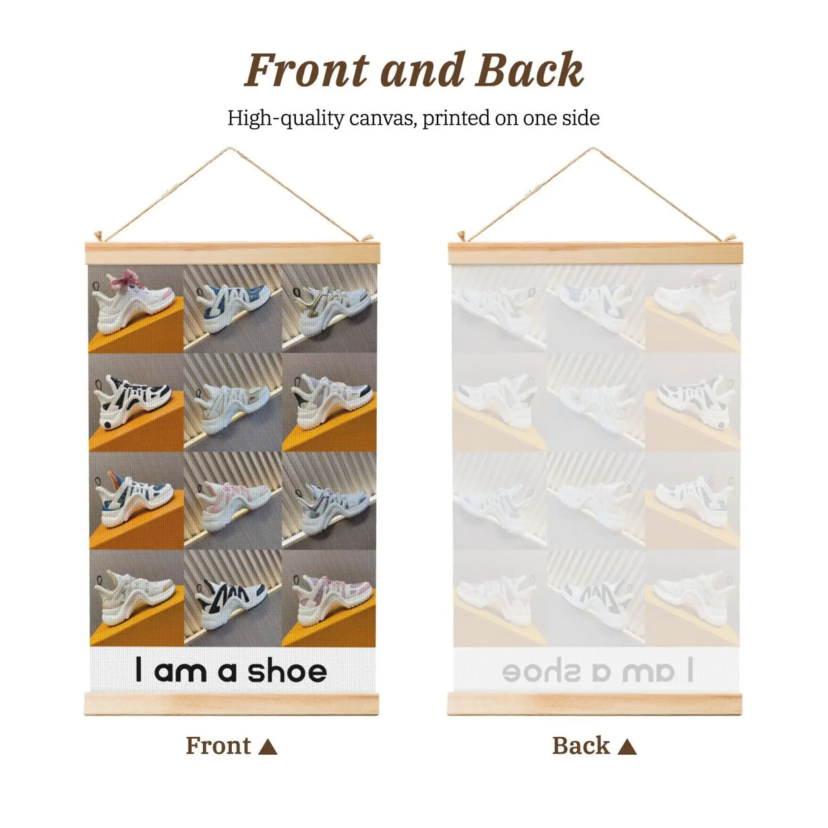 affiche moderne géométrique chaussures blanc gris jaune noir impression toile coton opaque sans cadre