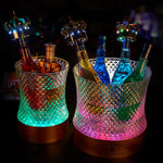seau glace lumineux triangles relief moderne rouge vert bleu violet champagne élègant rechargeable