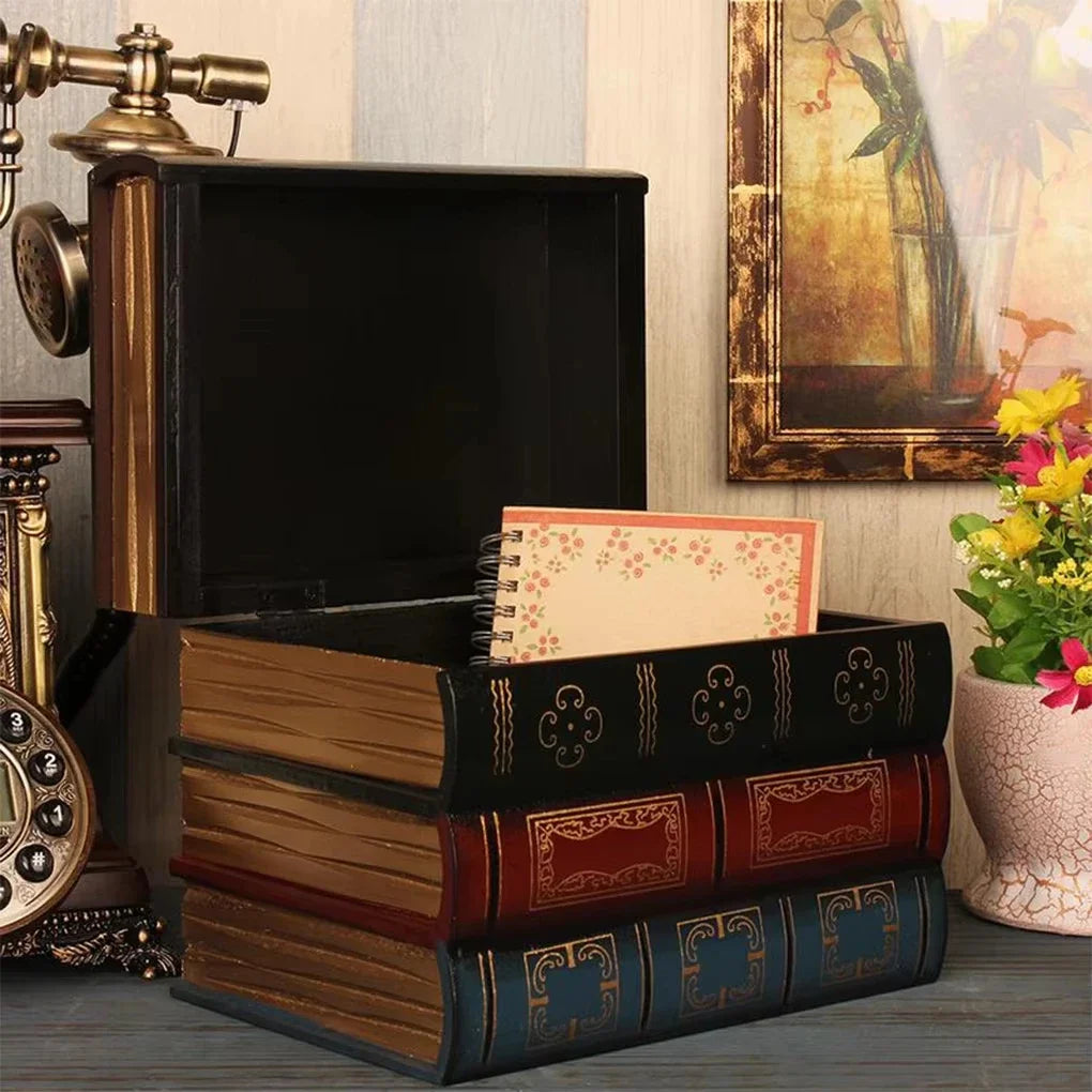 boîtes rangement vintage ornements livre décorative réutilisables ornement doré motifs géométriques