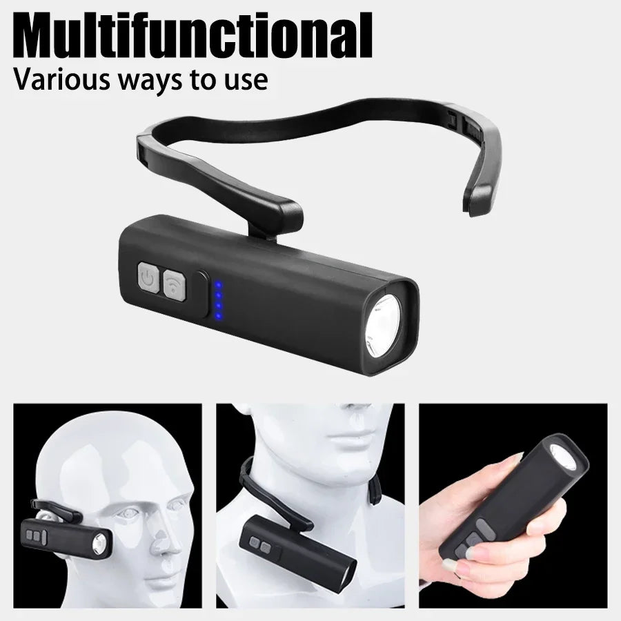 lampe frontale led rechargeable étanche mode moderne bande détachable noir 10w haut moyen bas