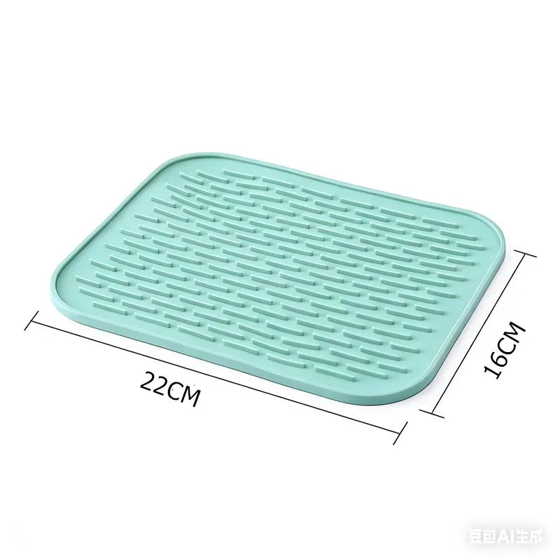 tapis protection silicone respectueux environnement moderne rayures horizontales vert clair bleu orange gris