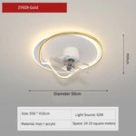 ventilateur moderne sphères blanches anneaux dorés télécommande lumière led salon luxe