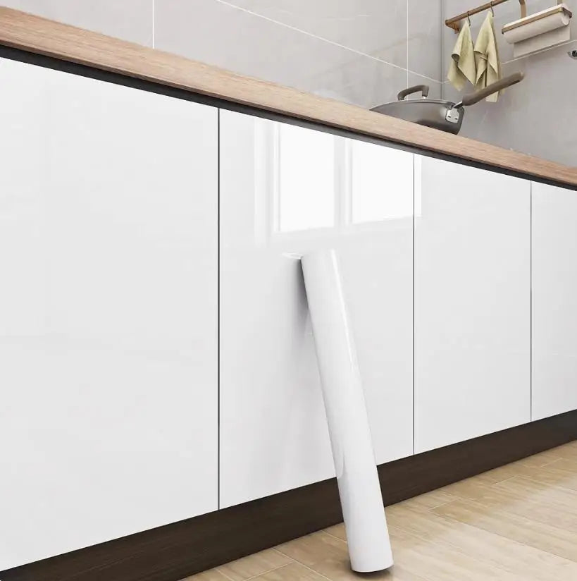 papier peint vinyle autocollant blanc uni moderne imperméable mur cuisine meuble rénovation