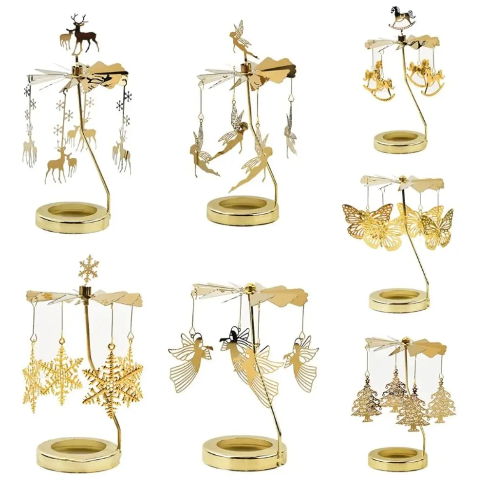 support bougie moderne or ornements rotatifs papillons fées flocons neige minimaliste chambre decoration