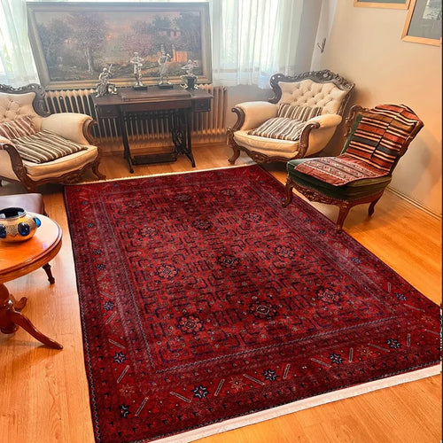 tapis oriental fleuri rouge noir beige salon chambre extérieur moderne polypropylène polyester
