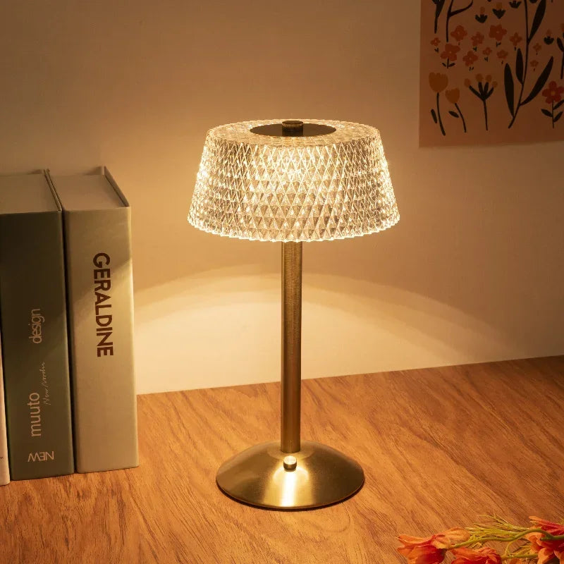 lampe table or moderne transparent motifs géométriques rechargeable flux lumineux 2492000 led chambre décoration