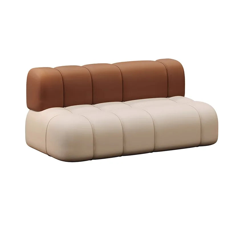 canapé d'angle moderne marron clair cuir tabourets salon minimaliste 1.2m 1.4m 1.6m