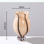 vases modernes translucides opaques motifs tourbillonnaires branches fleurs artificielles marron orange beige