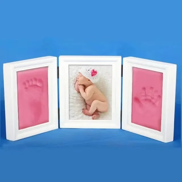 cadre photo enfant empreintes main pied blanc clips classique matériau opacité souvenir croissance