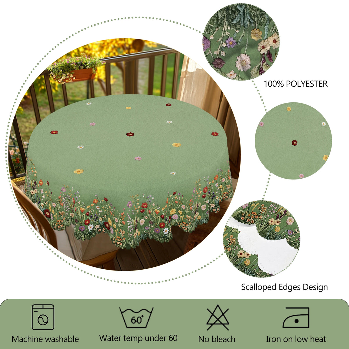 nappe fleurs colorées imperméable machine clips vert clair classique mariage fête anniversaireextérieur