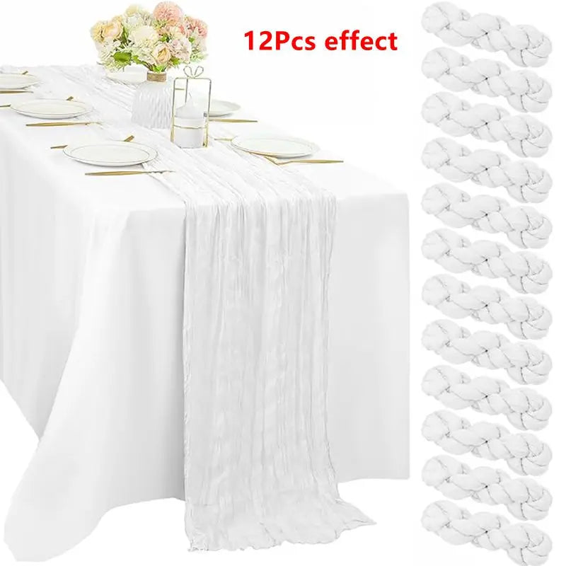 ruban table vert olive crêpe plissé classique élégant imperméable réutilisable mariage fête banquetôtelextérieur 90x180cm