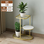 étagère métal multi niveaux plantes moderne extérieur intérieur or noir blanc