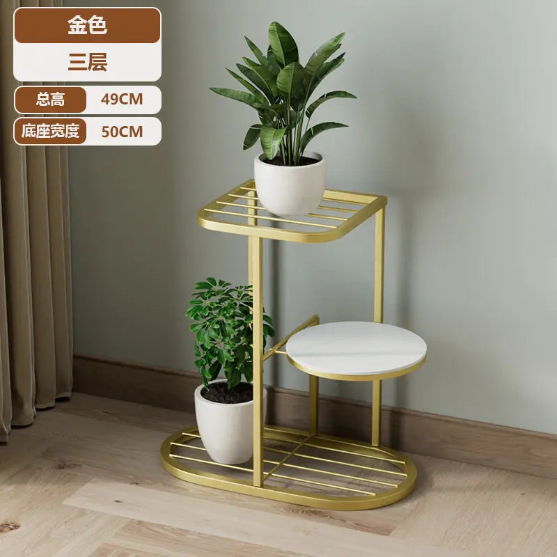 étagère métal multi niveaux plantes moderne extérieur intérieur or noir blanc