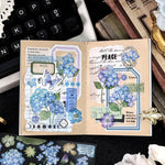 autocollants fleurs papillons texte vintage romantique bleu rose marron blanc pièces