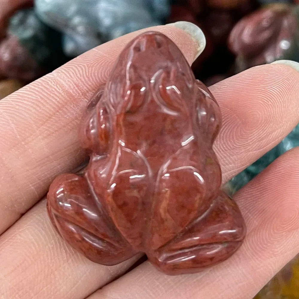 statuette grenouille pierre naturelle jaune rouge rose verte noire aventurine quartz rose ornement maison