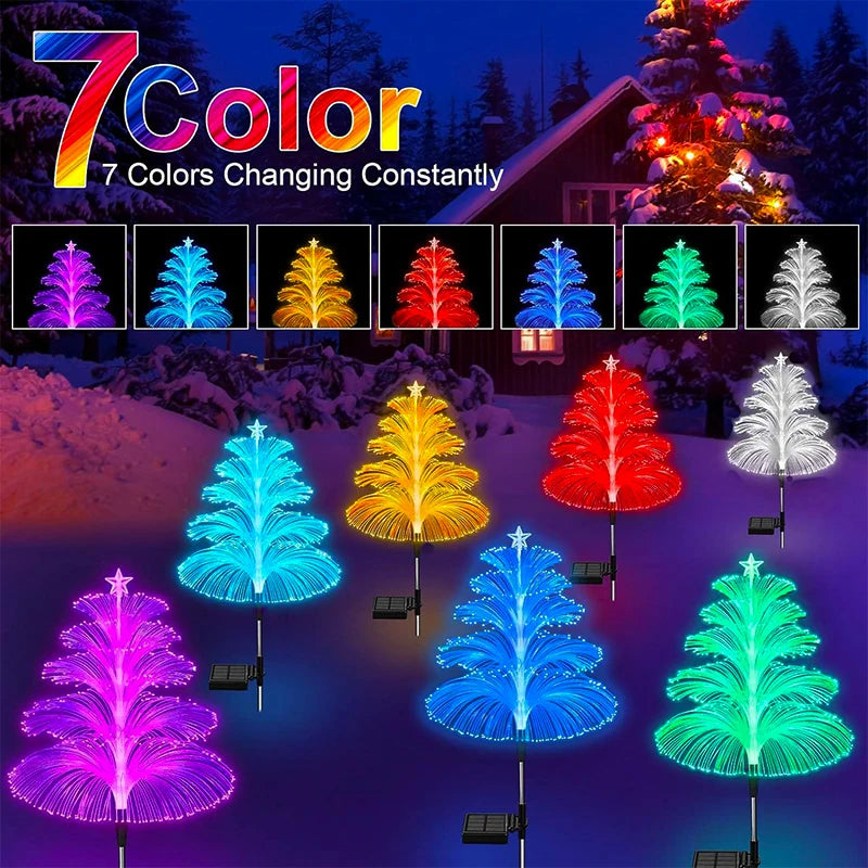lumières solaires fibre optique contemporaines violet bleu rouge blanc vert jaune extérieures vacances jardinables