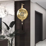 horloge murale or chinois moderne ornements fleurs arabes noirsOpaque
