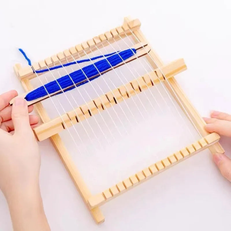 tissage main artisanal bois clips fil couleur crochet planche tapisserie DIY primitive