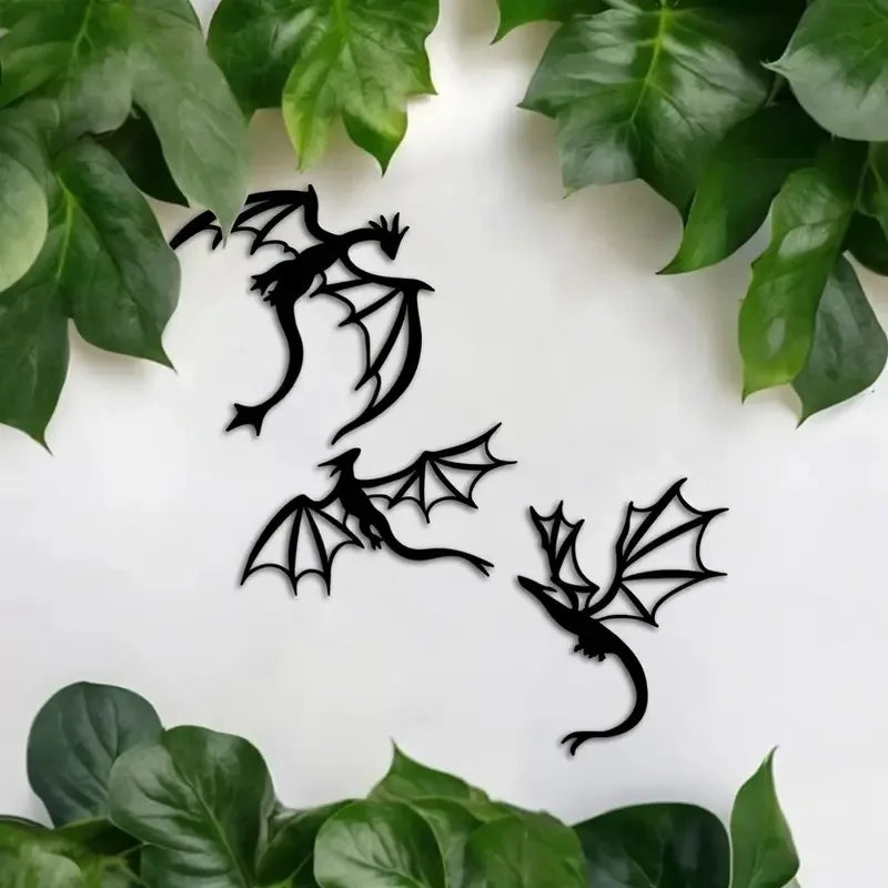 décoration murale silhouette dragon moderne noir simple intérieur extérieur chambre balcon terrasse