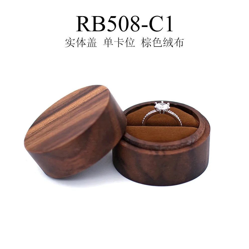 boîte bijoux bois vintage ronde rangement bague boucles d'oreilles présentation cadeau mariageOpaque brillant classique