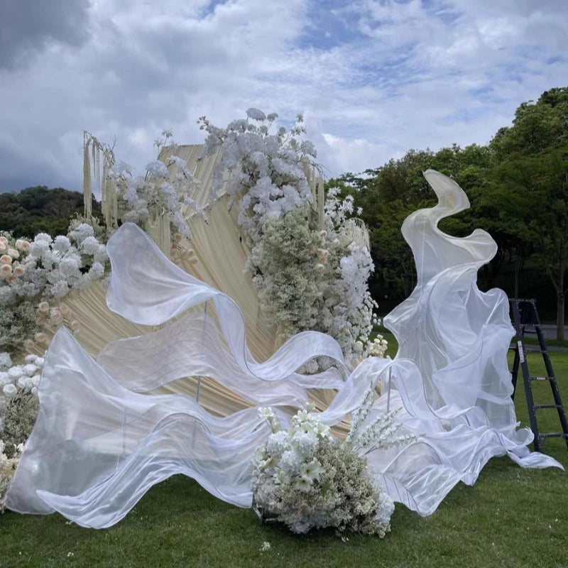 guirlandes textilées blancs ondulées décoration mariage anniversaire événements festifs aériennes transparentes