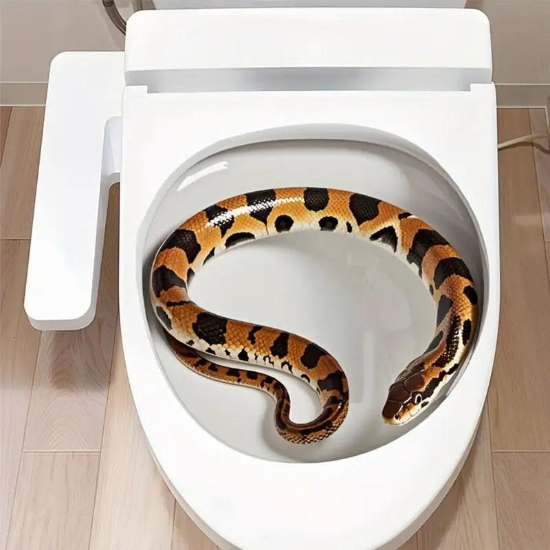 autocollant mural serpent rayures horizontales orange noir réaliste salle bains adhésif acrylique deco toilets