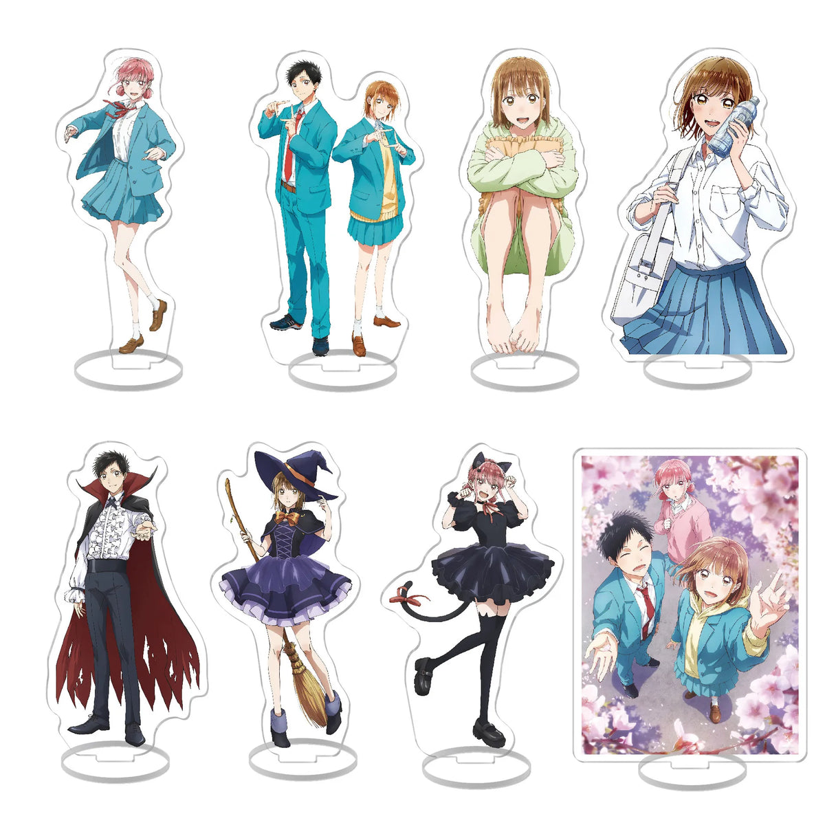 figurine acrylique anime personnage dessin animé décoration support circulaire cadeau fan manga bleu