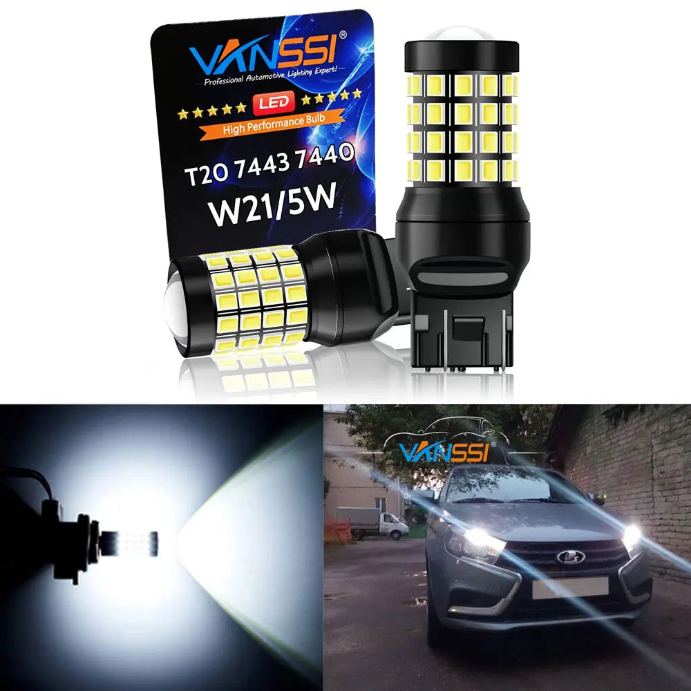 ampoule led blanc jaune moderne 12v t20 7443 carrés lumineux deux modes luminosité