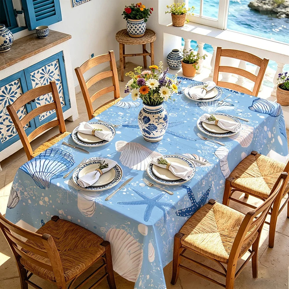 nappe imperméable polyester bleu clair motif étoiles mer moderne mariage fête