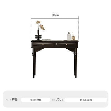 maquillage noir classique tiroirs accessoires tabouret miroir ovale chambre coucher minimaliste moderne