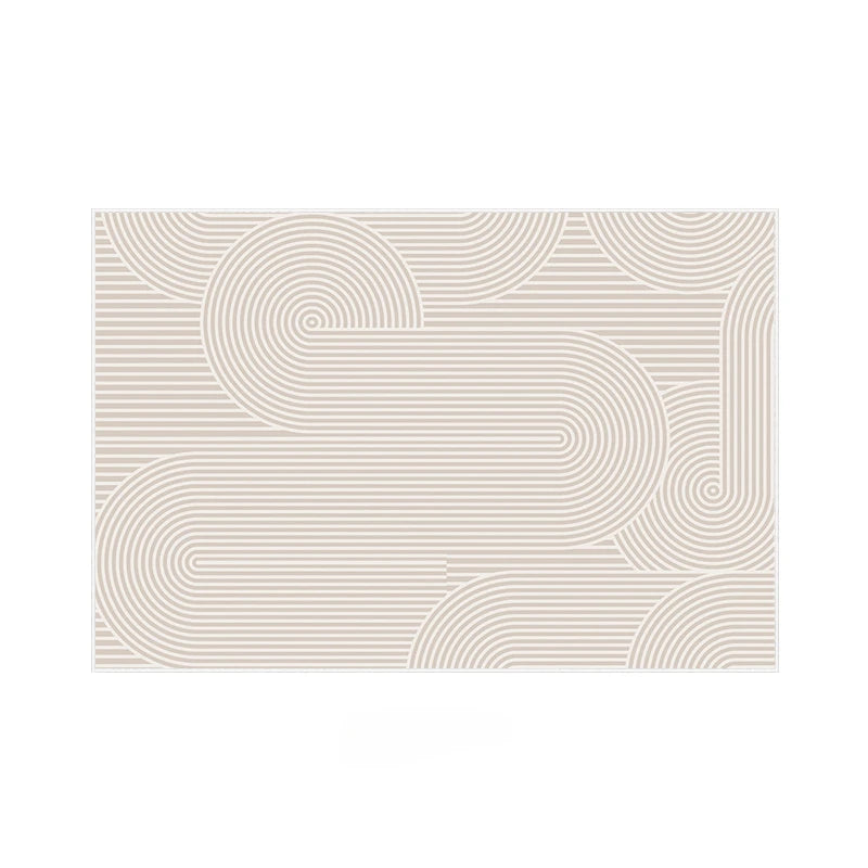 Motif géométrique de lignes courbes ondulées en nuances de blanc et beige, formant un design abstrait élégant et épuré.