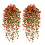 décoration extérieure plante artificielle suspendue fleurs marguerites violettes feuilles vertesbranches flexibles moderne