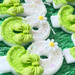 bougies anniversaire chiffres paillettes papillon vert fleurs blanches