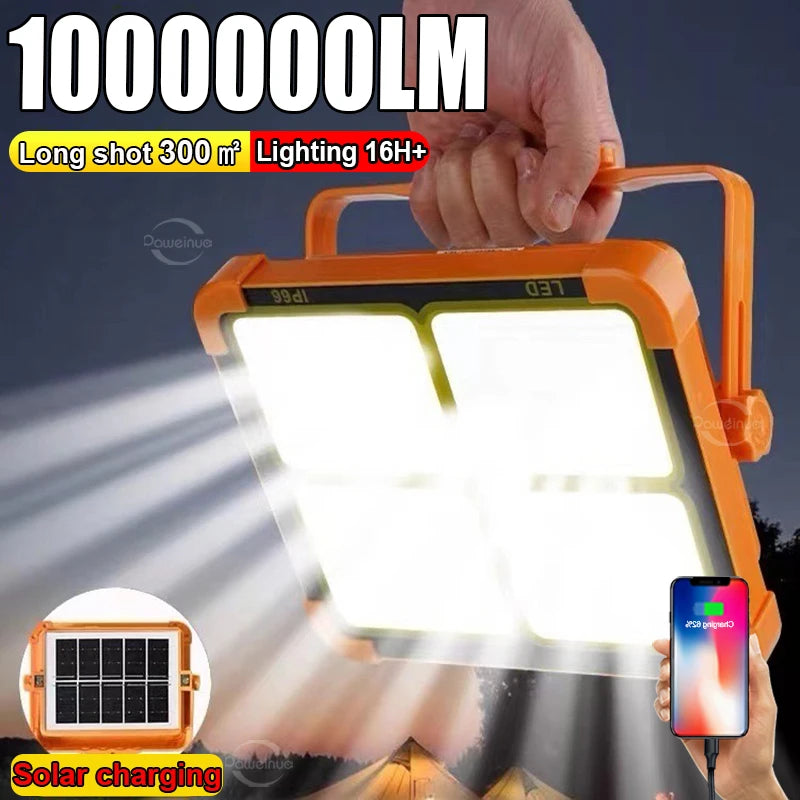lampe travail solaire rechargeable 20000mAh orange moderne panneau solaire led campingurgence