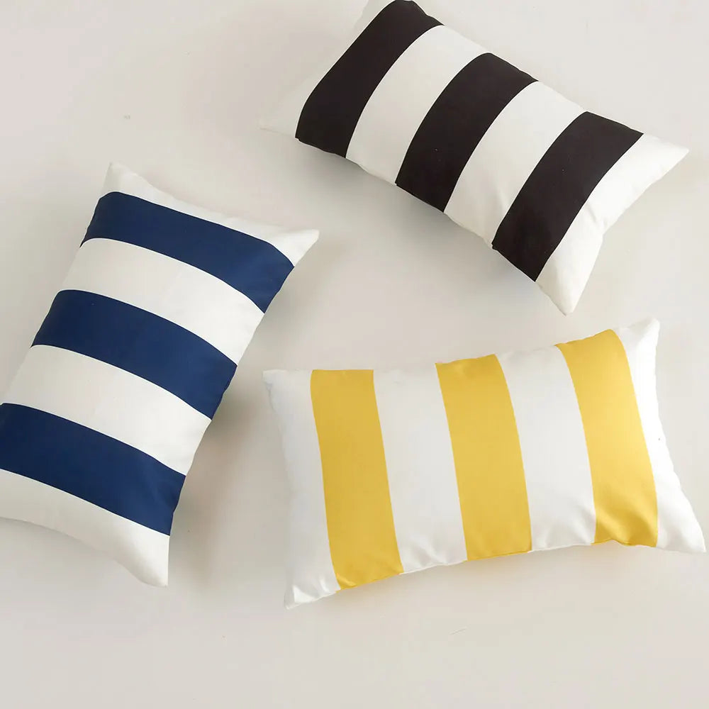 housse coussin polyester rayé blanc jaune moderne 45x45cm 30x50cm car sofa