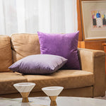housse coussin violet velours doux décoration canapé chambre lit moderne unis 30x50cm 45x45cm