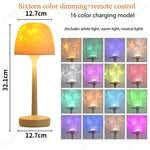lampe table moderne beige rechargeable led ambiancé projection d'ondulation d'eau texture mat base plate
