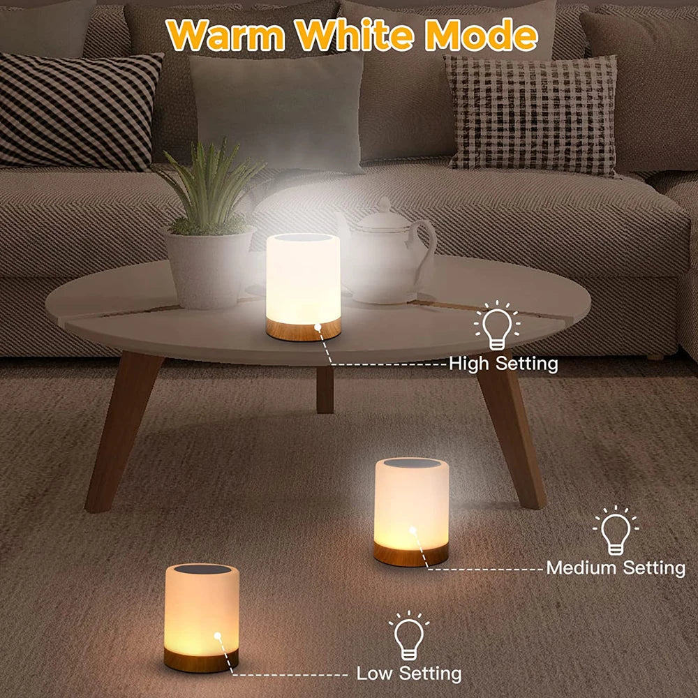 lampe table led rechargeable tactile blanc texture bois moderne minimaliste
